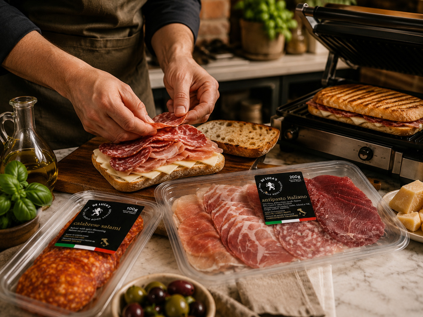 Italian deli meats and cheeses for sandwiches and paninis
