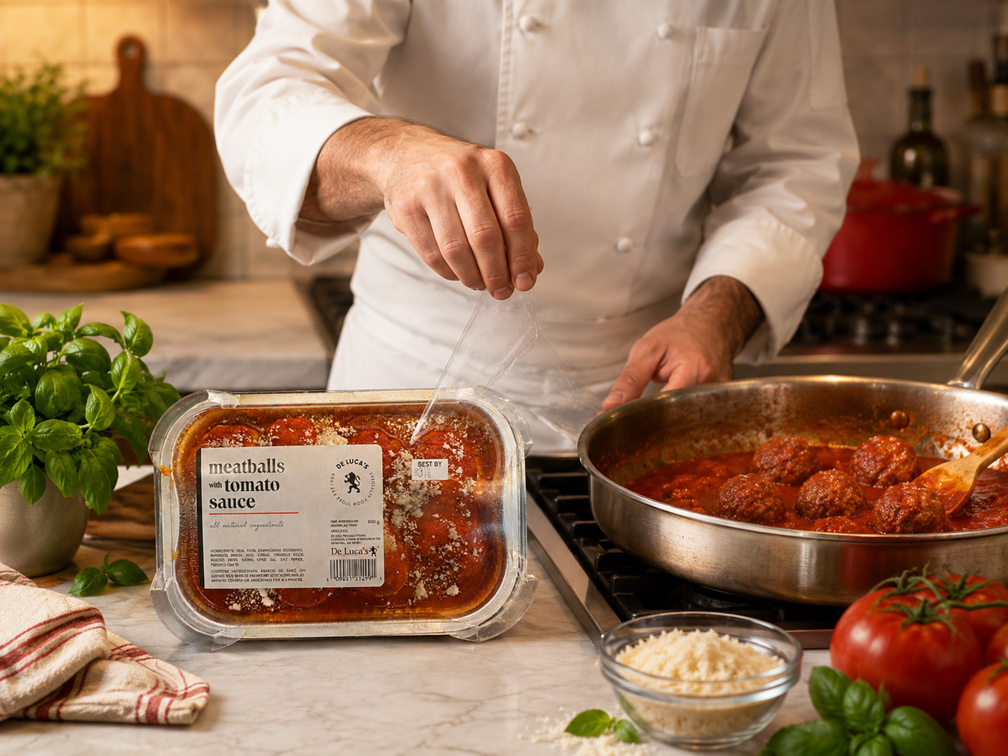 Prepared Italian food available at De Luca's